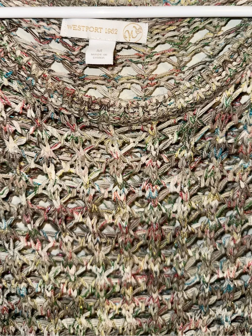 Westport Multicolor Knit Openwork Scoop Neck Sweater